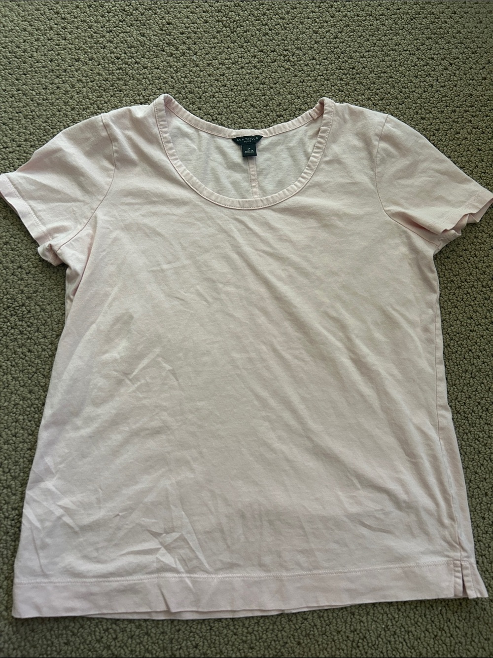 Ann Taylor Pale Pink Scoop Neck Short Sleeve Tee